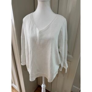 LOFT Outlet Womens XL Cream V-Neck Long Sleeve‎ Knit Pullover Sweater
